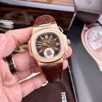Patek Philippe Watch Nautilus 5980 Brown Dial Leather Strap 40mm