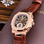 Patek Philippe Watch Nautilus 5980 Brown Dial Leather Strap 40mm