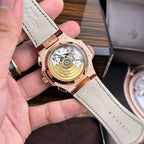 Patek Philippe Watch Nautilus 5980 Brown Dial Leather Strap 40mm
