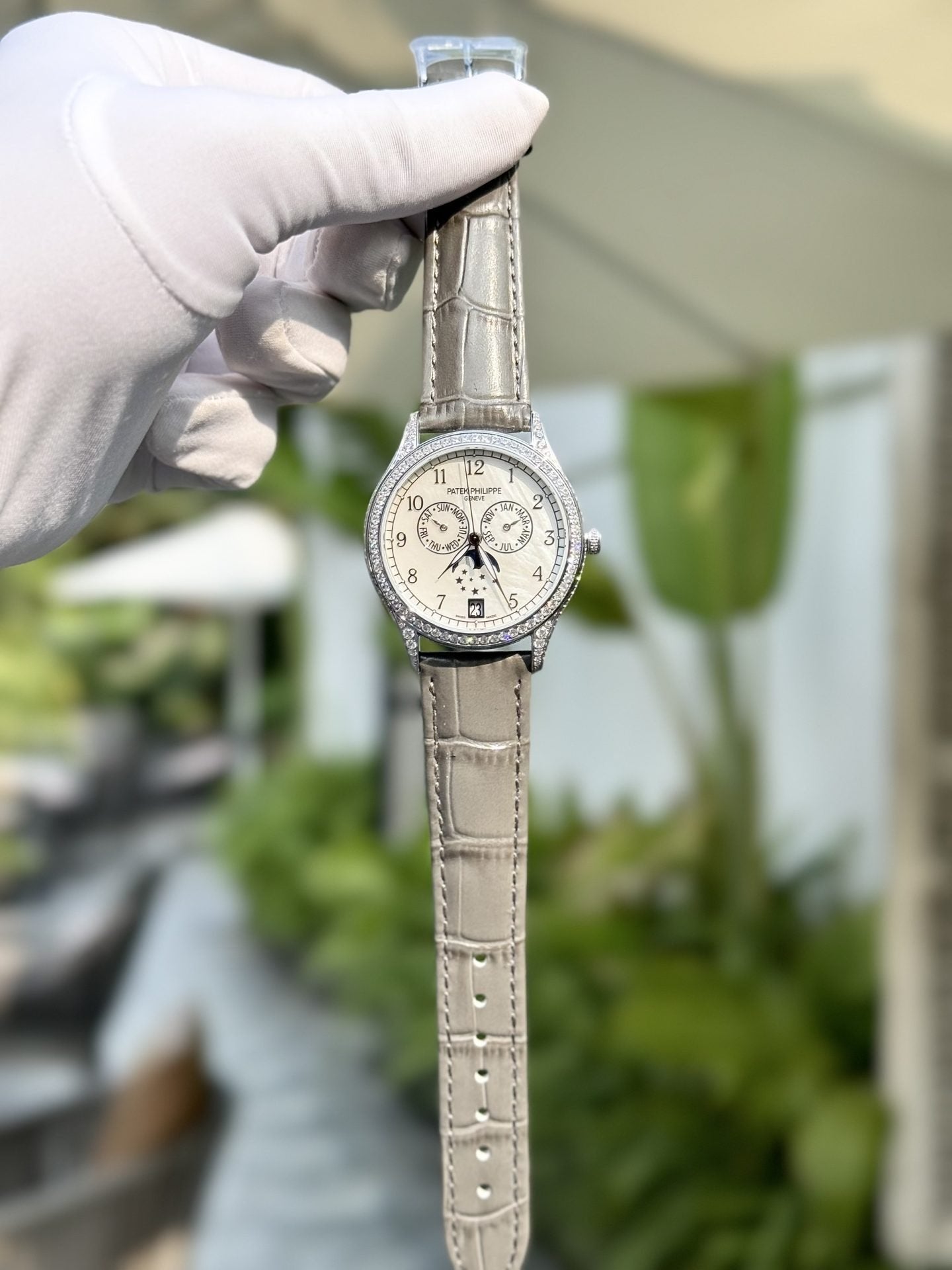 Patek Philippe Watch Complications 4947G Gray Leather Strap 38mm
