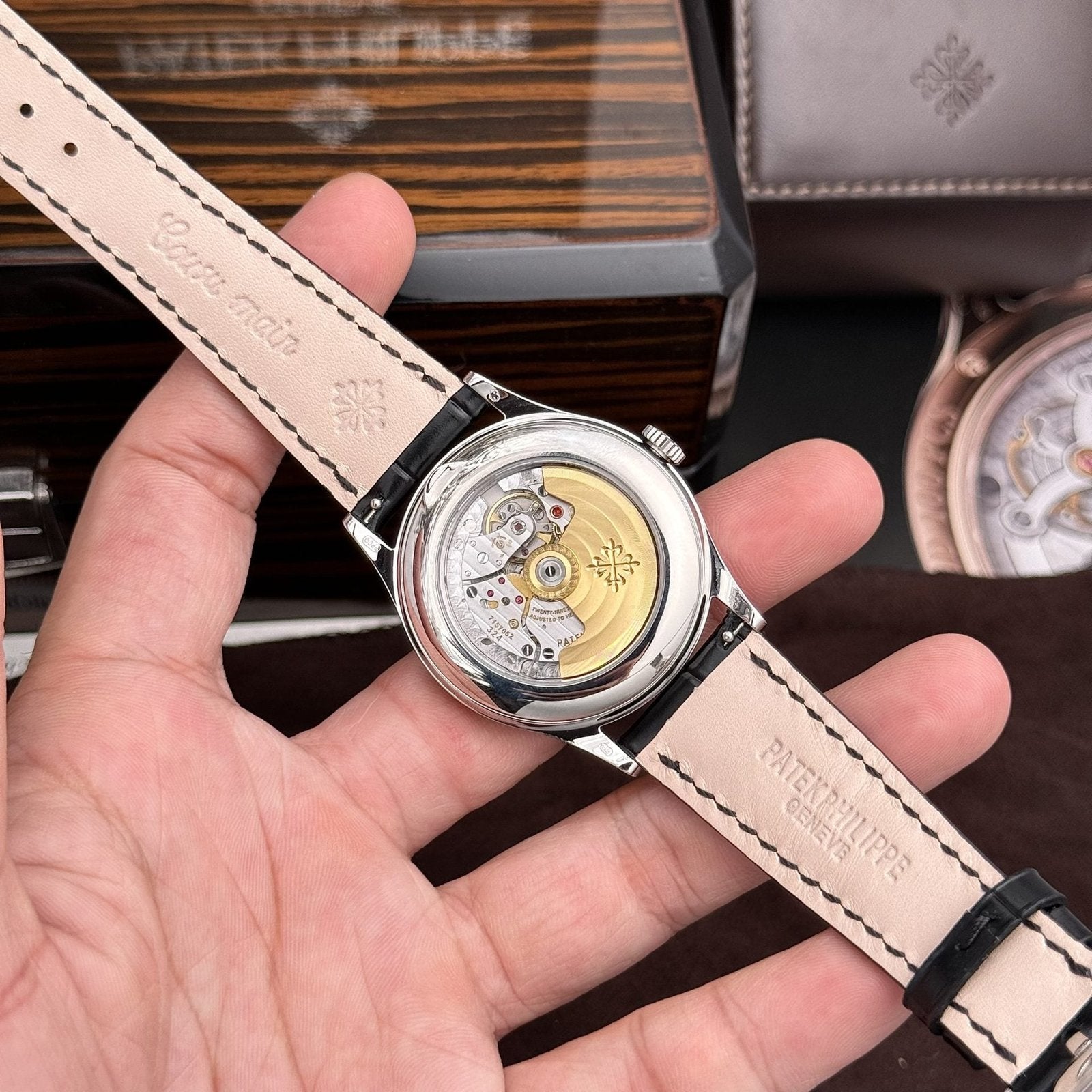 Patek Philippe Watch Complications 5396G White Dial Leather Strap 38.5mm
