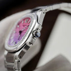 Patek Philippe Watch Nautilus 7010R Women Purple Pink Dial Bezel Diamonds 32mm