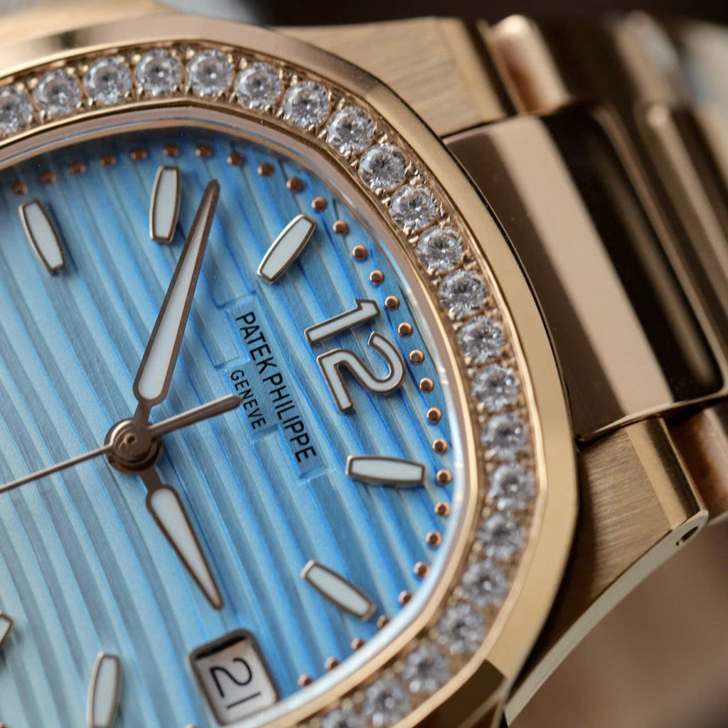 Patek Philippe Watch Nautilus 7010R Women Blue White Dial Metal Wire 32mm
