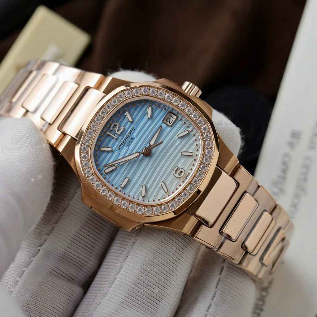 Patek Philippe Watch Nautilus 7010R Women Blue White Dial Metal Wire 32mm