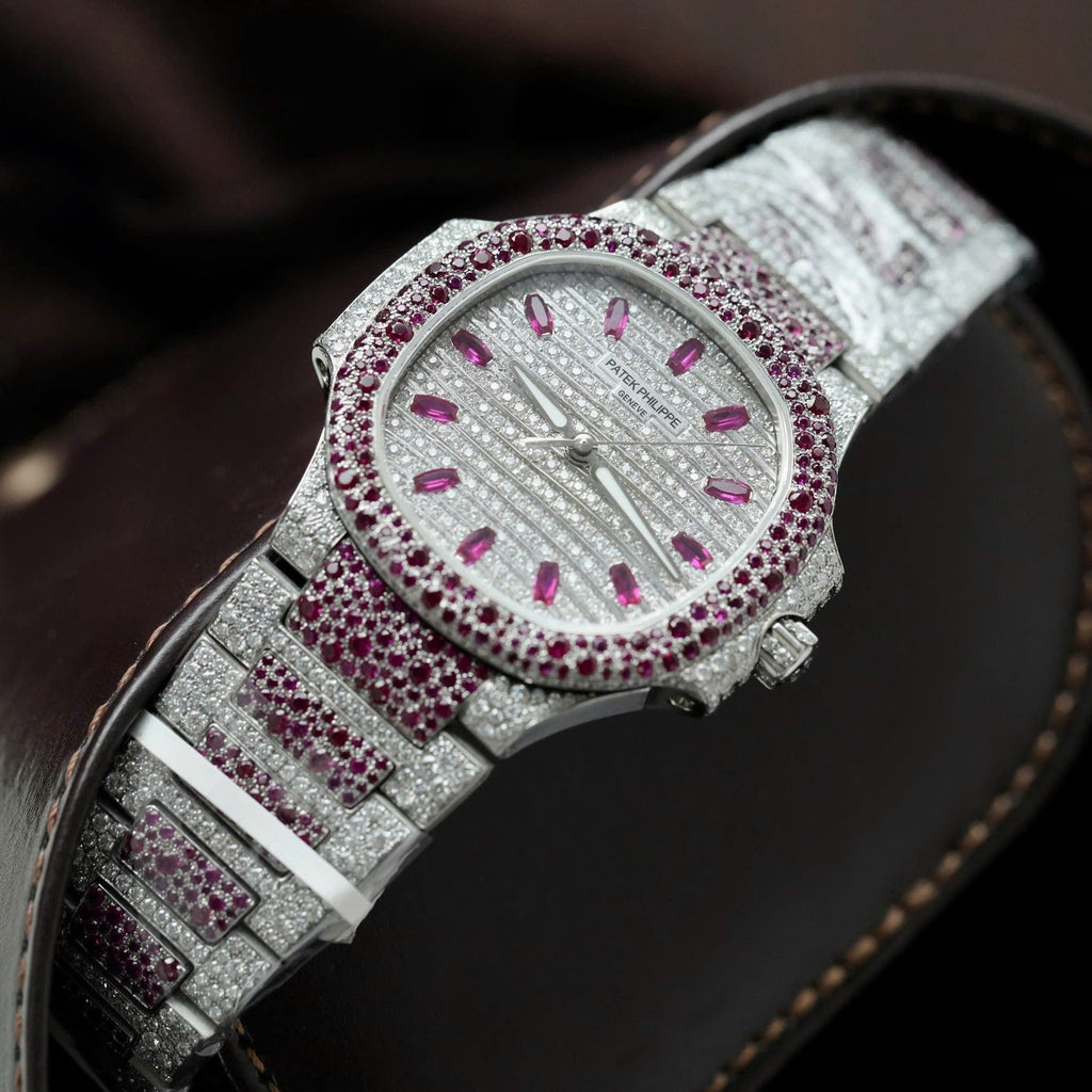 Patek Philippe Watch Nautilus Haute Joaillerie 7118 Full Moissanite Diamonds 35.2mm