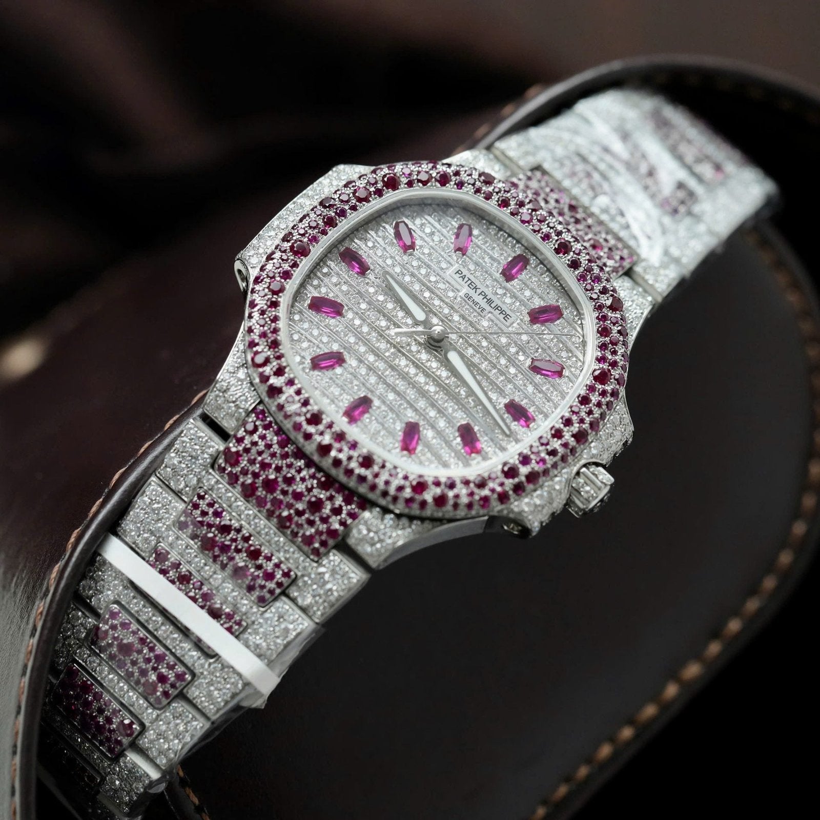 Patek Philippe Watch Nautilus Haute Joaillerie 7118 Full Moissanite Diamonds 35.2mm