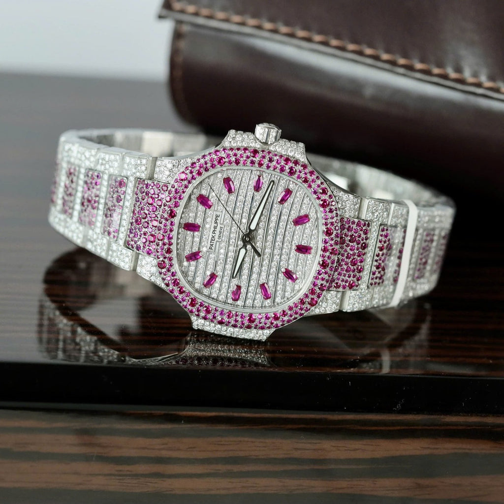 Patek Philippe Watch Nautilus Haute Joaillerie 7118 Full Moissanite Diamonds 35.2mm