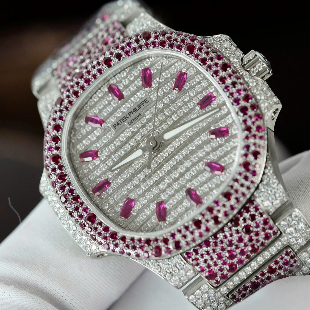 Patek Philippe Watch Nautilus Haute Joaillerie 7118 Full Moissanite Diamonds 35.2mm