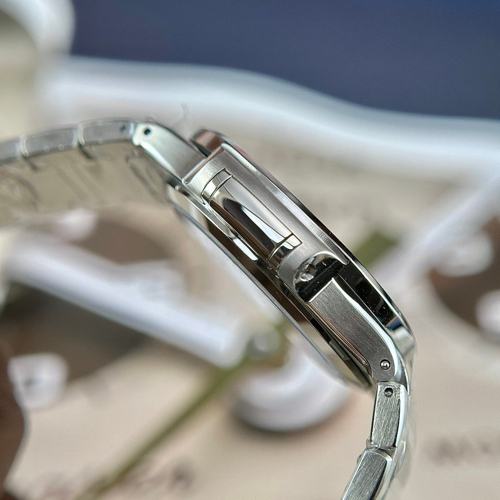 Patek Philippe Nautilus 7118 Watch Blue Dial Stone Bezel 35.2mm