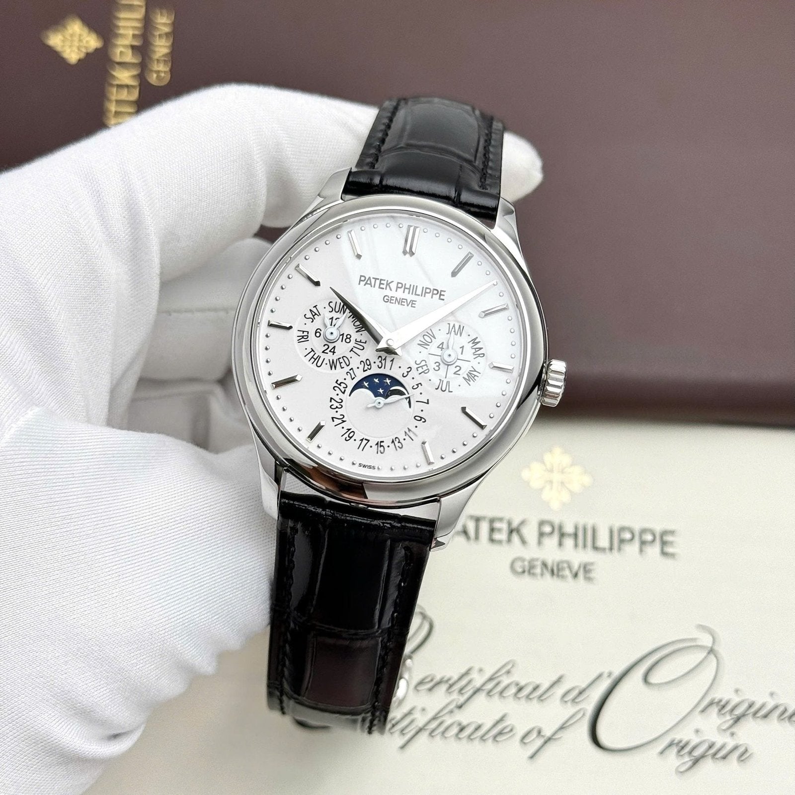 Patek Philippe Grand Complications 5327 White Watch Leather Strap 40mm