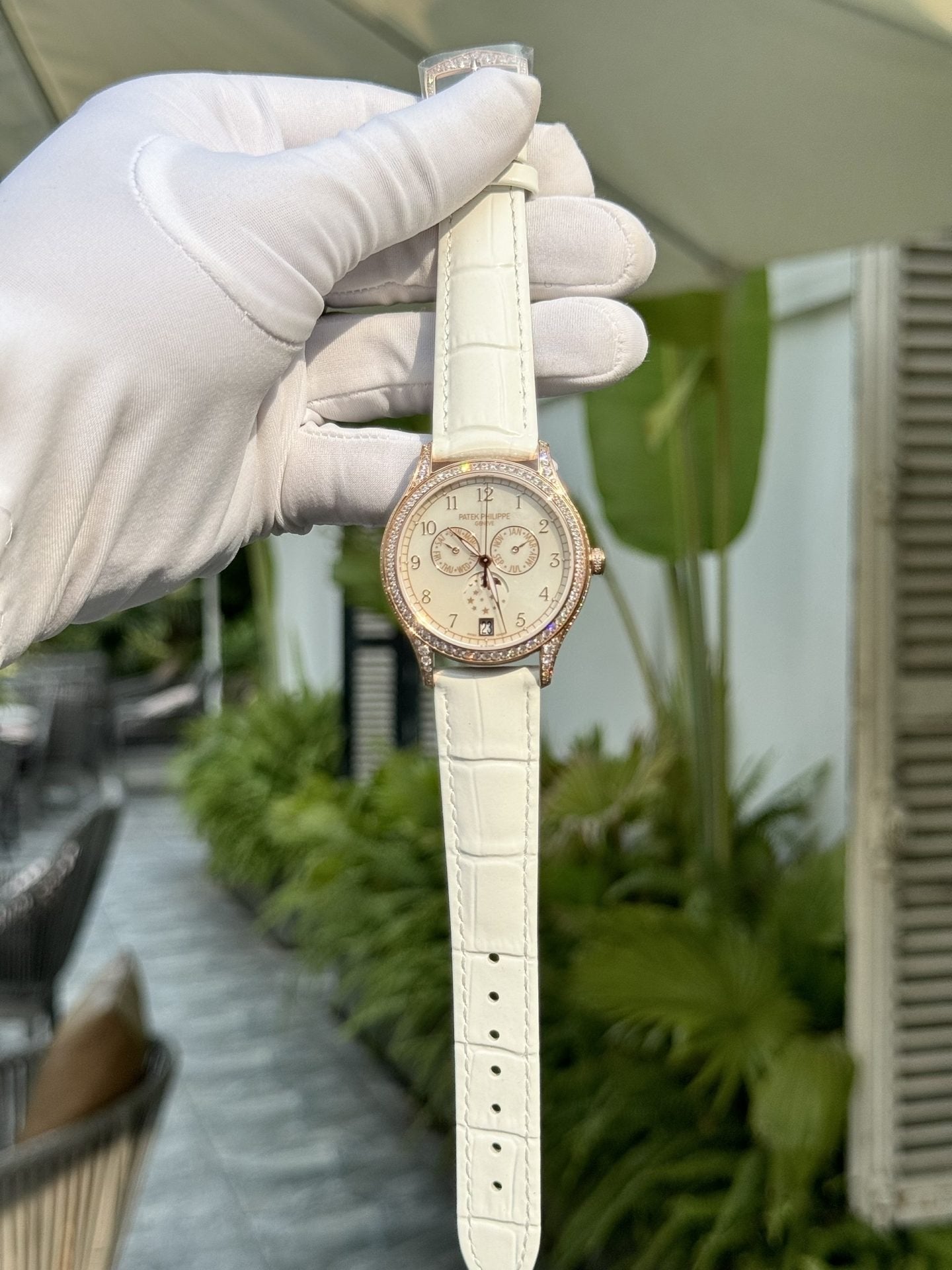 Patek Philippe Watch Complications 4947R White Leather Strap 38mm
