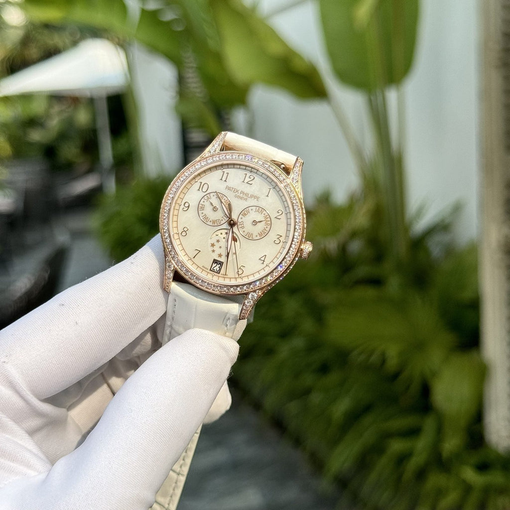 Patek Philippe Watch Complications 4947R White Leather Strap 38mm