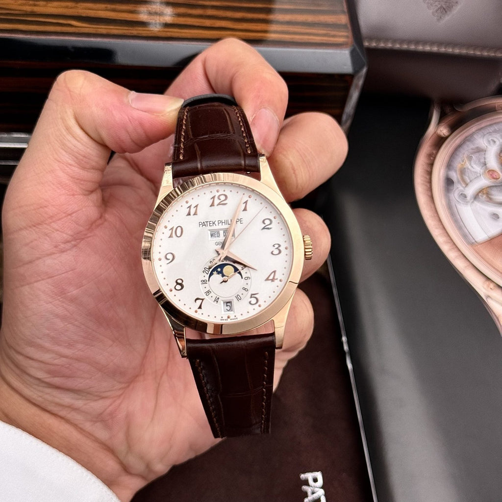 Patek Philippe Watch Complications 5396R White Dial Leather Strap 38.5mm