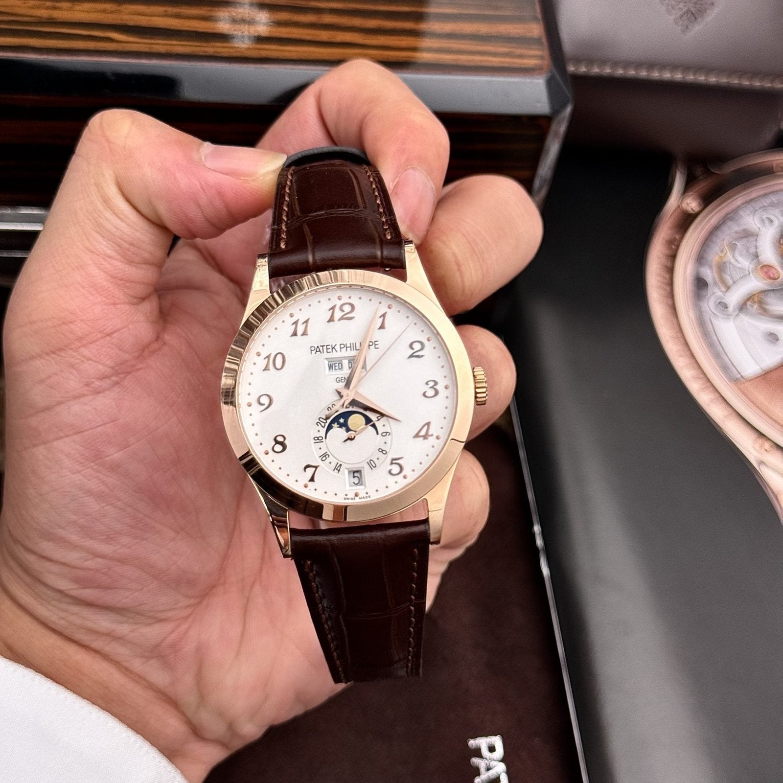 Patek Philippe Watch Complications 5396R White Dial Leather Strap 38.5mm