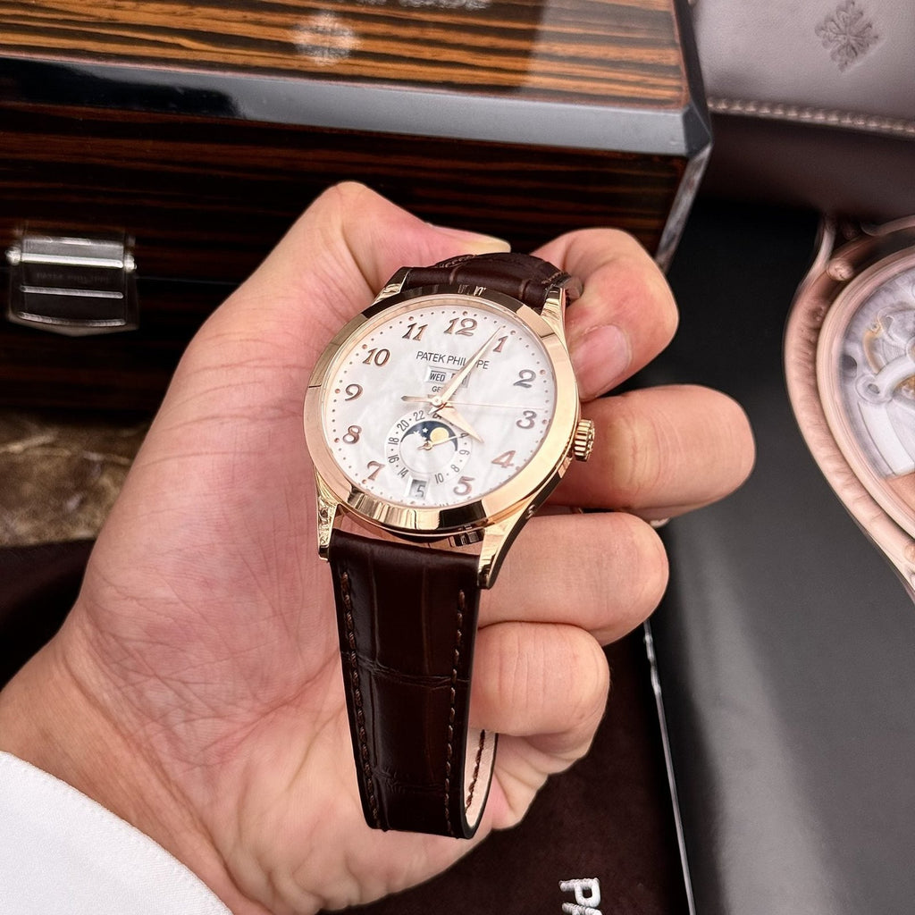 Patek Philippe Watch Complications 5396R White Dial Leather Strap 38.5mm