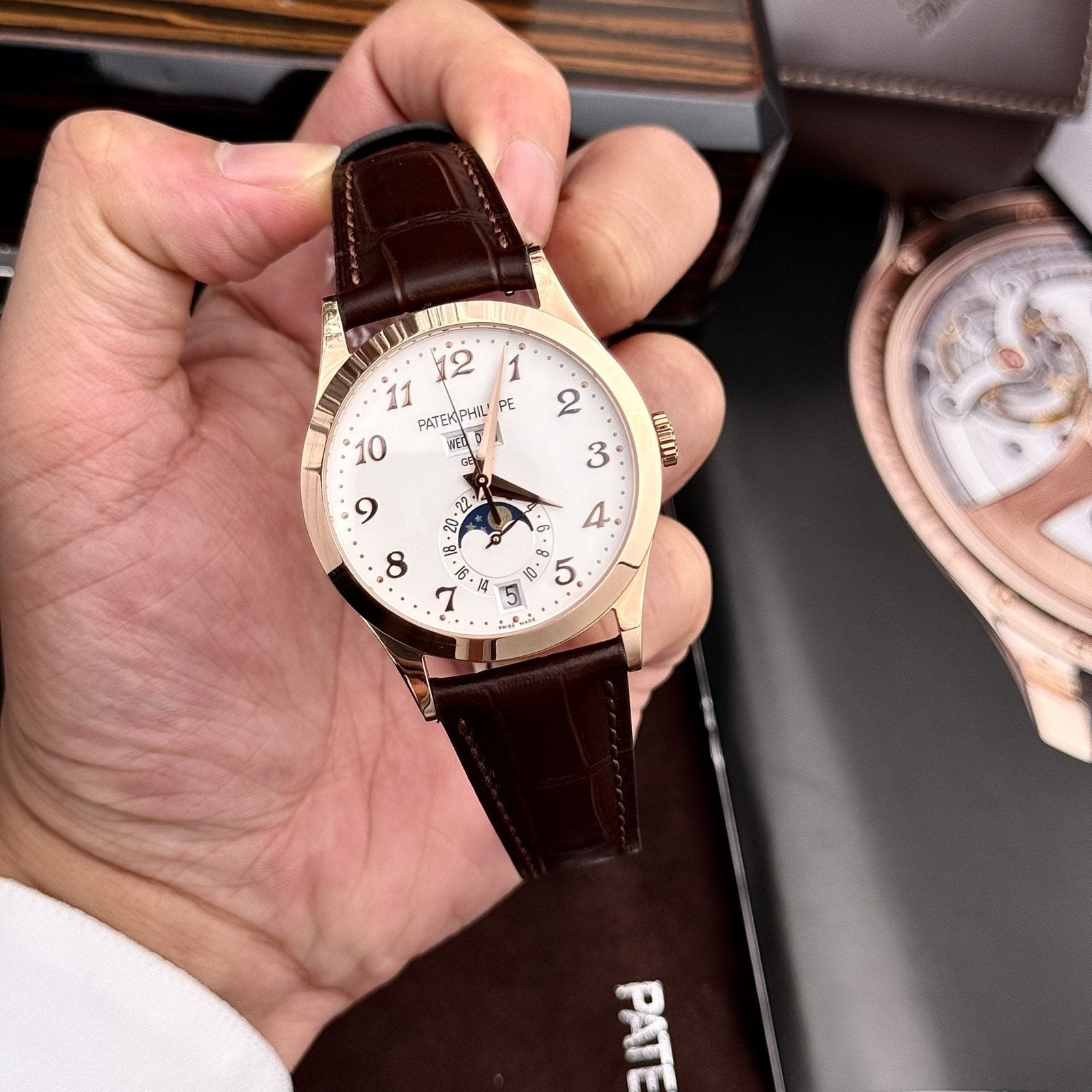 Patek Philippe Watch Complications 5396R White Dial Leather Strap 38.5mm