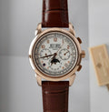Patek Philippe Watch Perpetal Calendar 5270 White Dial Leather Strap 41mm