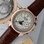Patek Philippe Watch Perpetal Calendar 5270 White Dial Leather Strap 41mm