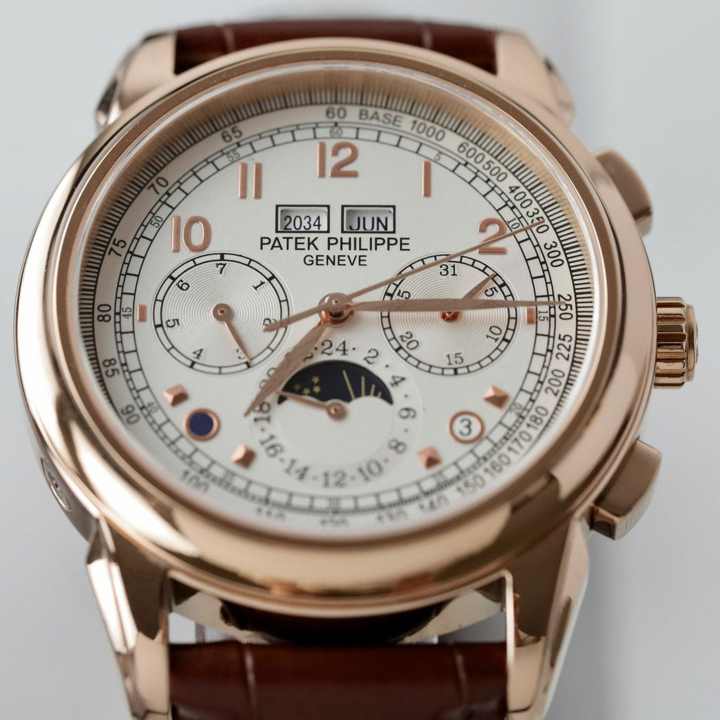 Patek Philippe Watch Perpetal Calendar 5270 White Dial Leather Strap 41mm