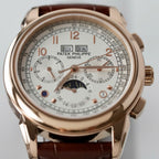 Patek Philippe Watch Perpetal Calendar 5270 White Dial Leather Strap 41mm