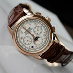 Patek Philippe Watch Perpetal Calendar 5270 White Dial Leather Strap 41mm