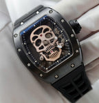 Richard Mille High End Watch RM052 Skull Tourbillon Black Ceramic Rubber Strap 43mm
