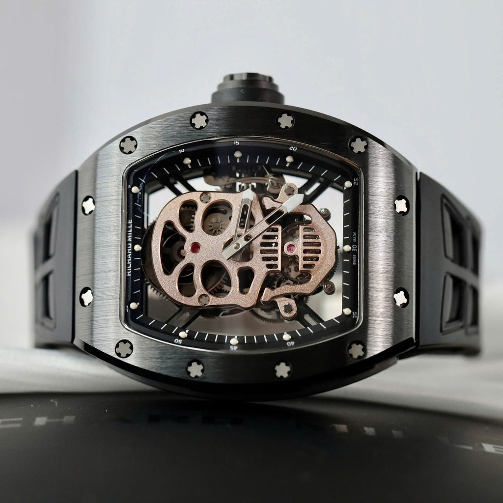 Richard Mille High End Watch RM052 Skull Tourbillon Black Ceramic Rubber Strap 43mm
