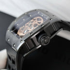 Richard Mille High End Watch RM052 Skull Tourbillon Black Ceramic Rubber Strap 43mm