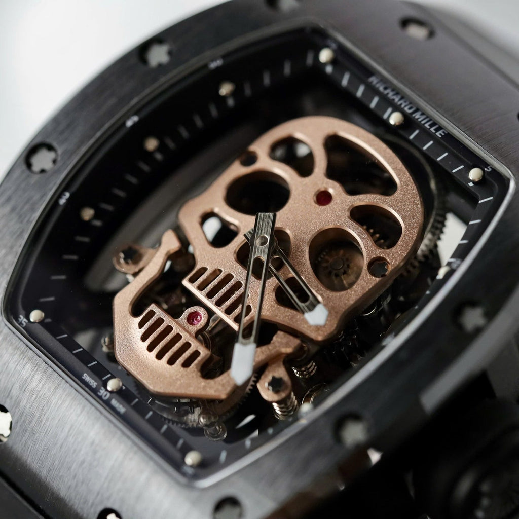 Richard Mille High End Watch RM052 Skull Tourbillon Black Ceramic Rubber Strap 43mm