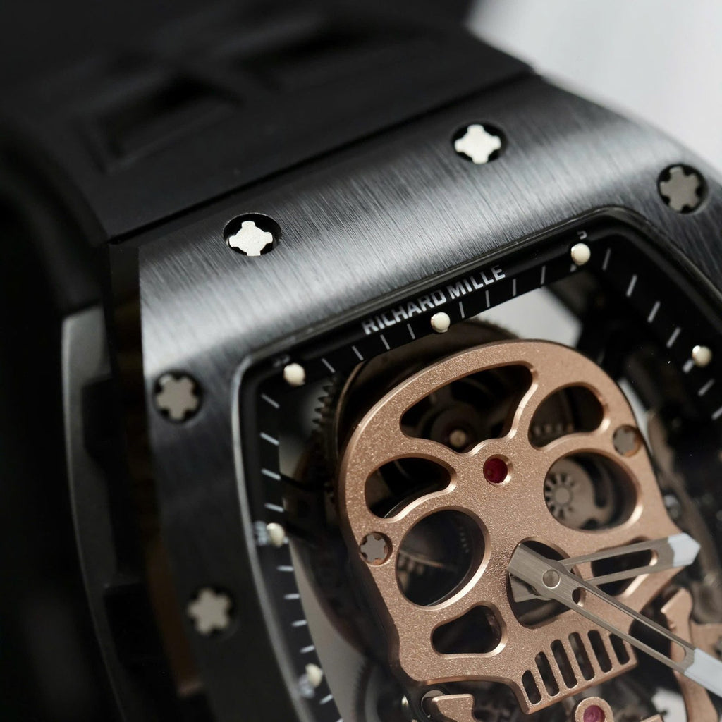Richard Mille High End Watch RM052 Skull Tourbillon Black Ceramic Rubber Strap 43mm