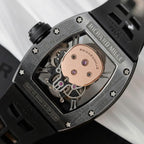 Richard Mille High End Watch RM052 Skull Tourbillon Black Ceramic Rubber Strap 43mm