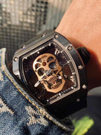 Richard Mille High End Watch RM052 Skull Tourbillon Black Ceramic Rubber Strap 43mm