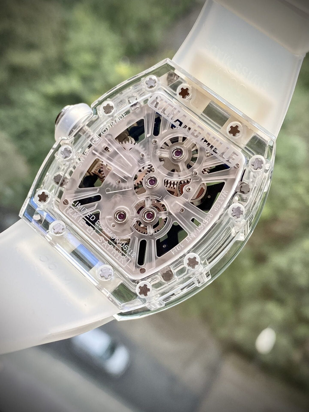 Richard Mille Watch RM12-01 Tourbillon Sapphire Rubber Strap 44mm