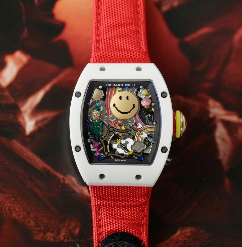 Richard Mille  Watche RM88 Smiley White Ceramic Fabic Nato Strap 42mm