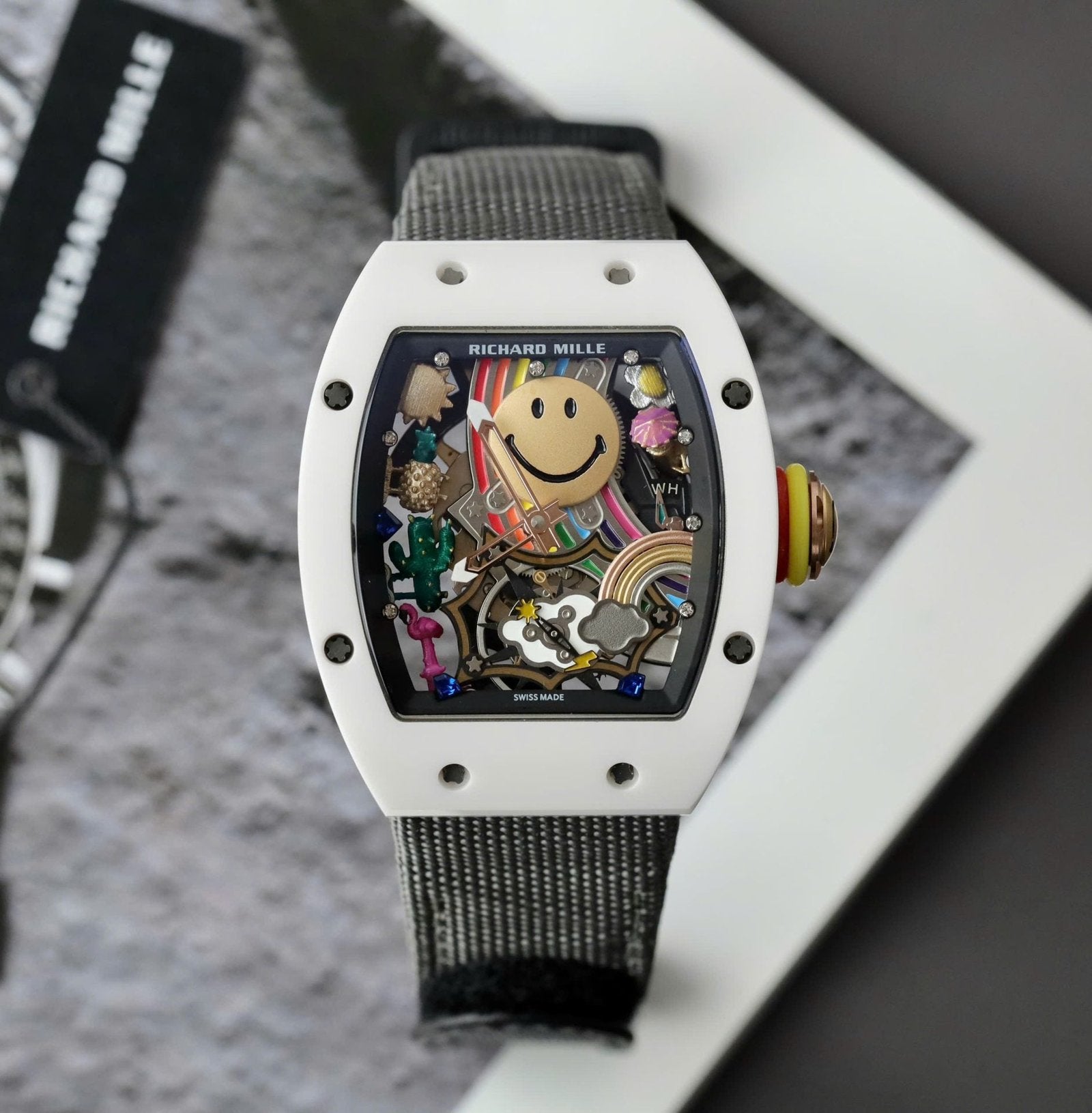 Richard Mille Watch RM88 Smiley Fabic Nato Gray 42mm