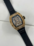 Richard Mille Watch RM052 Rose Gold Skull Rubber Strap 42mm