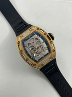 Richard Mille Watch RM052 Rose Gold Skull Rubber Strap 42mm