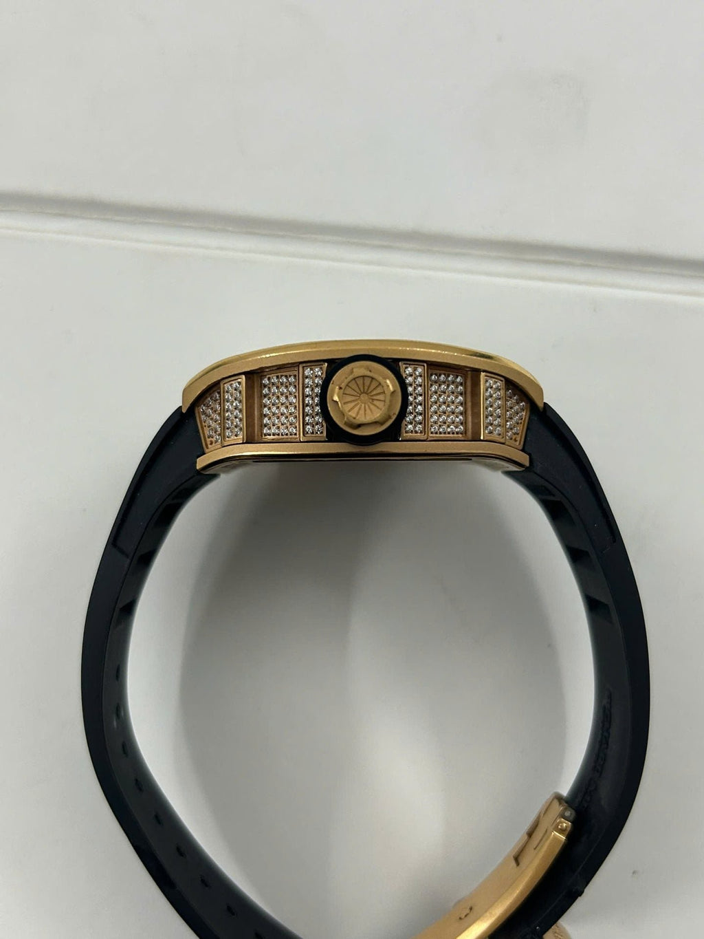 Richard Mille Watch RM052 Rose Gold Skull Rubber Strap 42mm