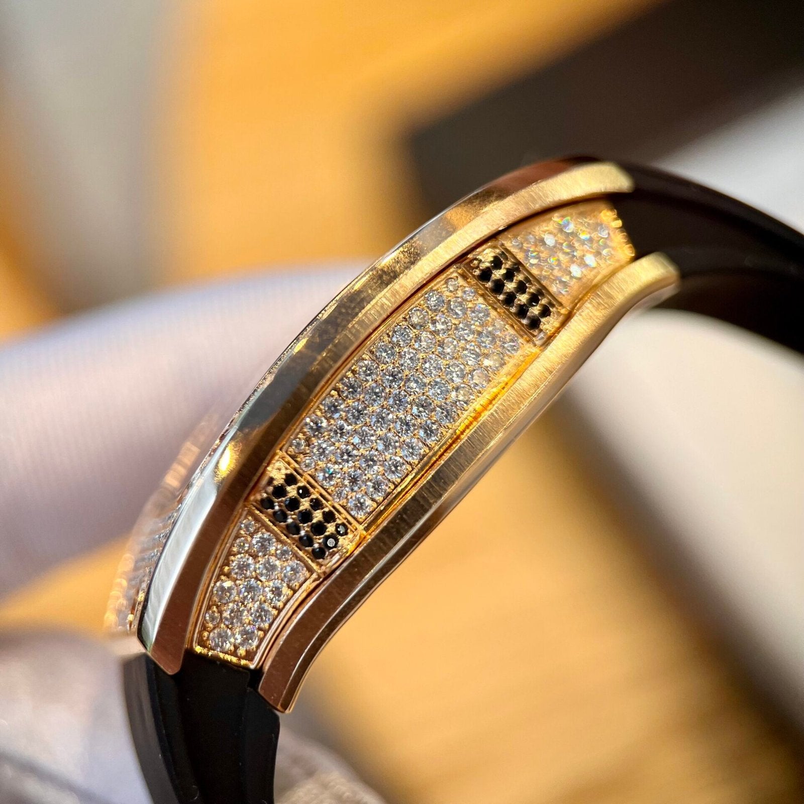 Richard Mille RM007 Gold Wrapped  Watch With Moissanite Diamonds 36mm