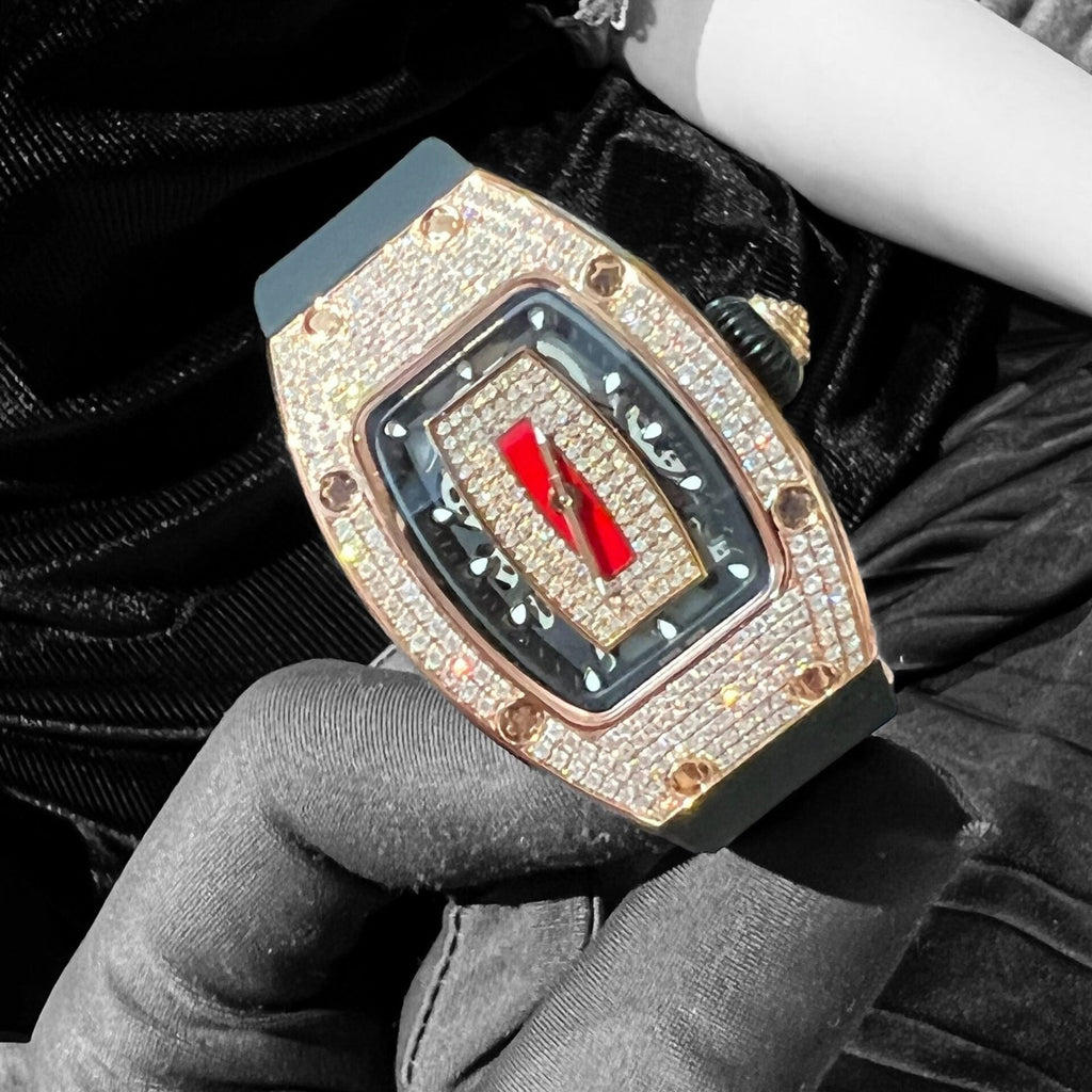 Richard Mille RM007 Watch Rose Gold Wrapped With Full Natural Diamond 36mm