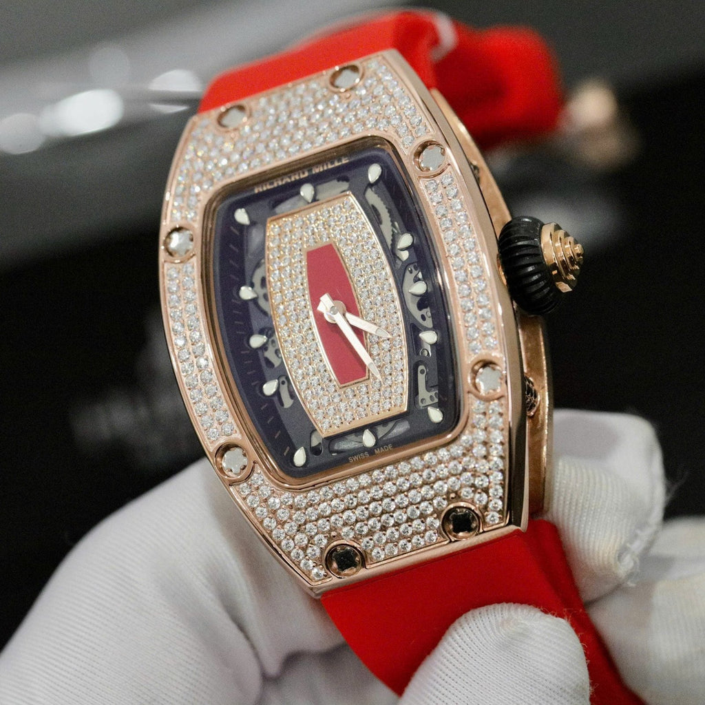 Richard Mille RM007 Watch  Moissanite Diamonds Red 36mm
