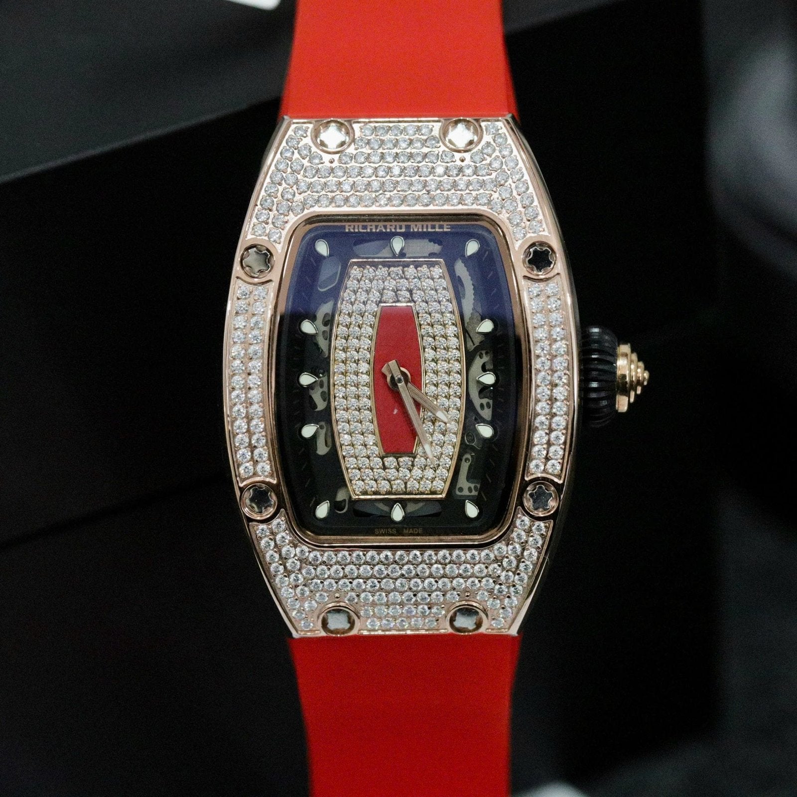 Richard Mille RM007 Watch  Moissanite Diamonds Red 36mm