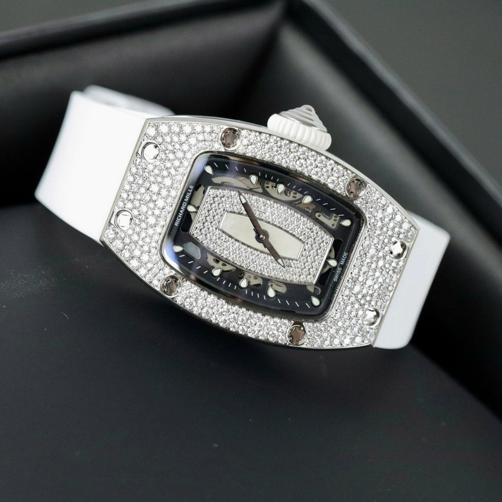 Richard Mille RM007 Watch White  Full Moissanite Diamonds 36mm