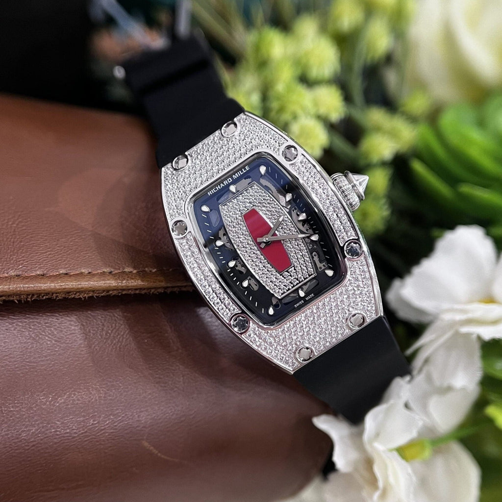 Richard Mille Watch RM007 Red Dial Rubber Strap 36mm