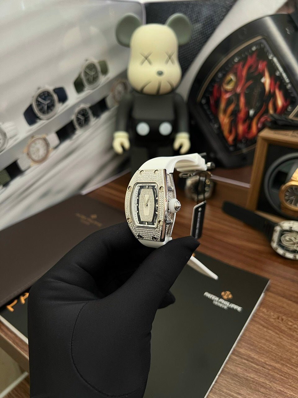 Richard Mille Watch RM007 Mother Of Pearl Dial Rubber Strap 36mm