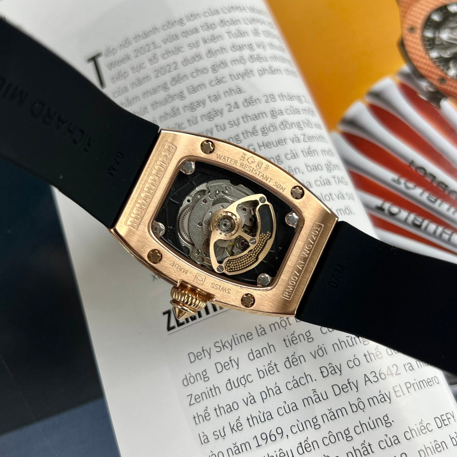 Richard Mille RM007 Watch Rose Gold With Full Stone 36mm