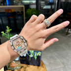 Richard Mille RM011 Watch Full Diamond White Rubber Strap 44mm