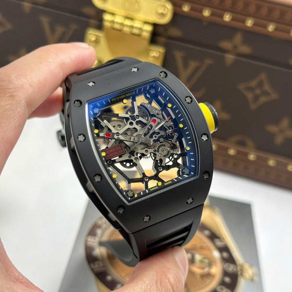Richard Mille RM035 Americas Toro  Watch Black Ceramic Rubber Strap 40x48mm