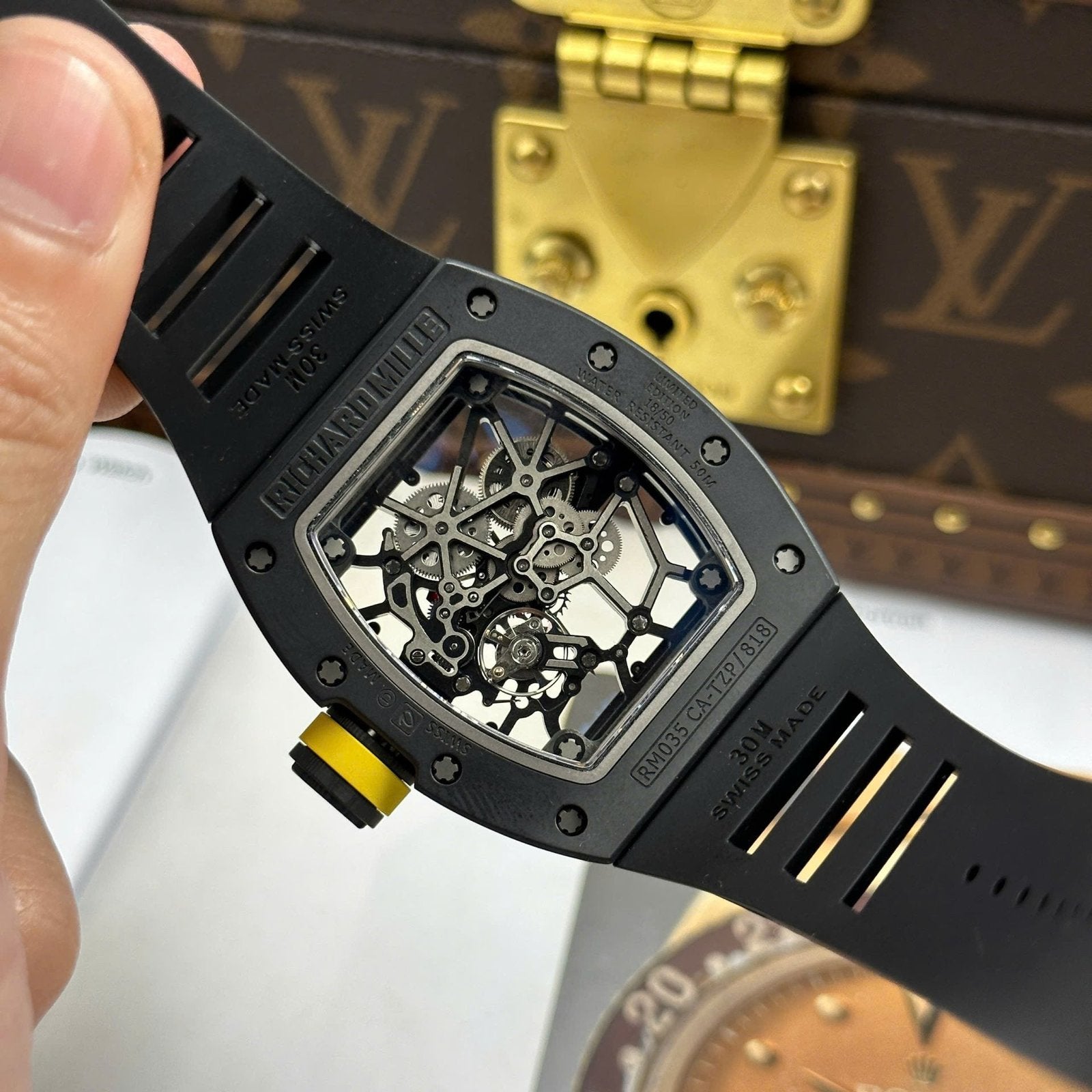 Richard Mille RM035 Americas Toro  Watch Black Ceramic Rubber Strap 40x48mm