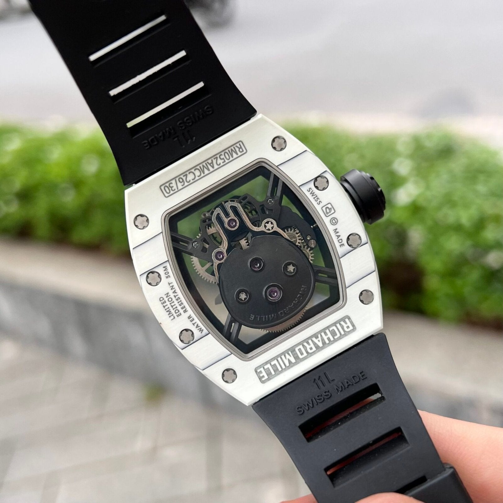 Richard Mille Watch RM052 Tourbillon Skull Carbon Rubber Strap 43mm